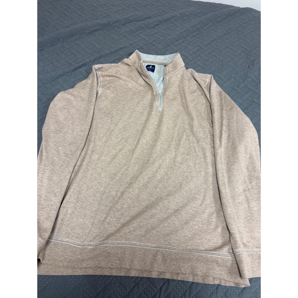 Johnnie-O Mens XL Tan Heathered Quarter Zip Pullover Cotton Modal Blend Sweater